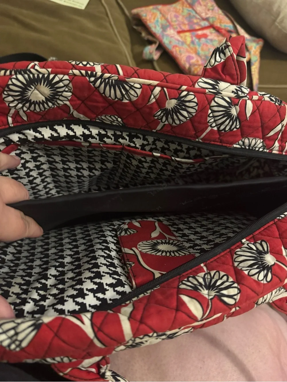 Vera Bradley Red Quilted Floral Laptop Bag
